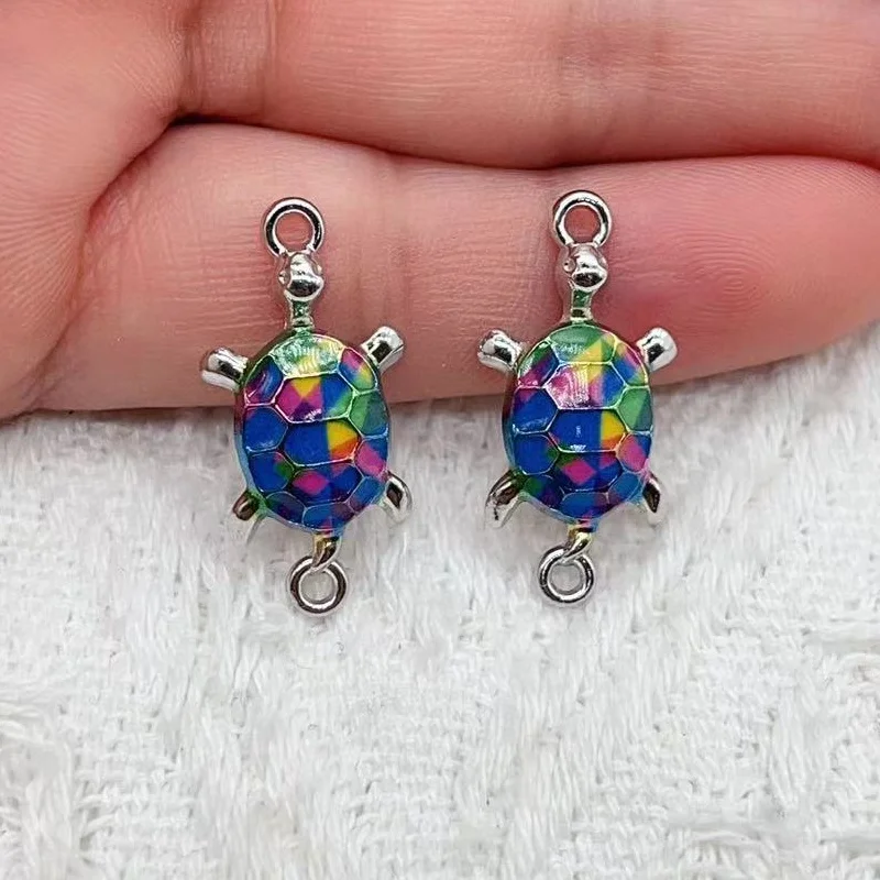 10pcs alloy Enamel Sea Turtle Connector Charms Animal Theme Links Charms for Bracelet Necklace Handmade Jewelry Making Supplies