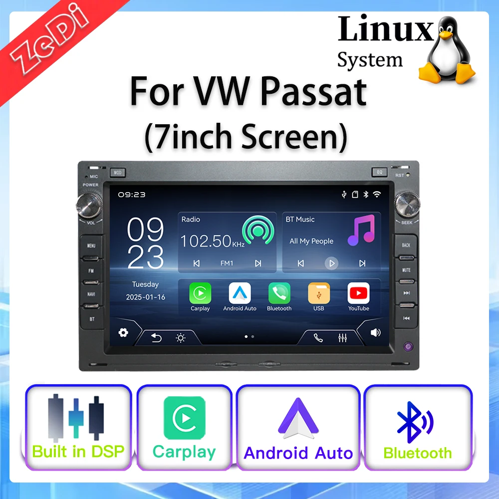 For VW Passat(7inch Screen) New Linux System Wireless CarPlay Auto  Bluetooth Video Multimedia Players Cameras