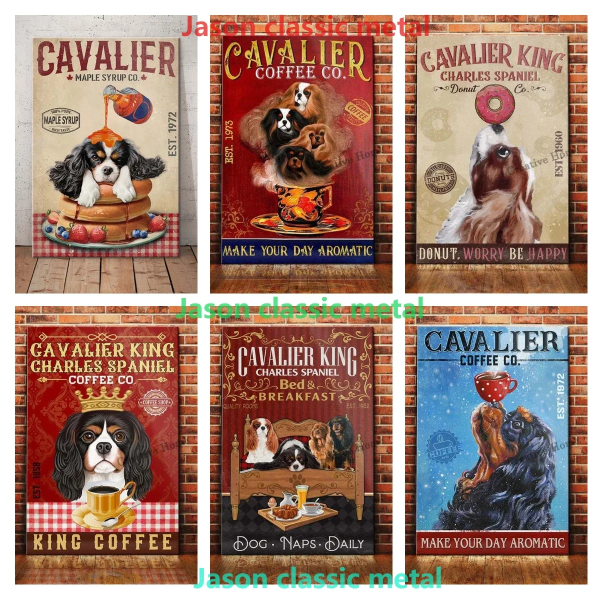 Cavalier King Charles Spaniel Dog Animal Metal Sign Tin Plaque Coffee Retro Wall Home Bar Pub Vintage Cafe Decor,tin decor