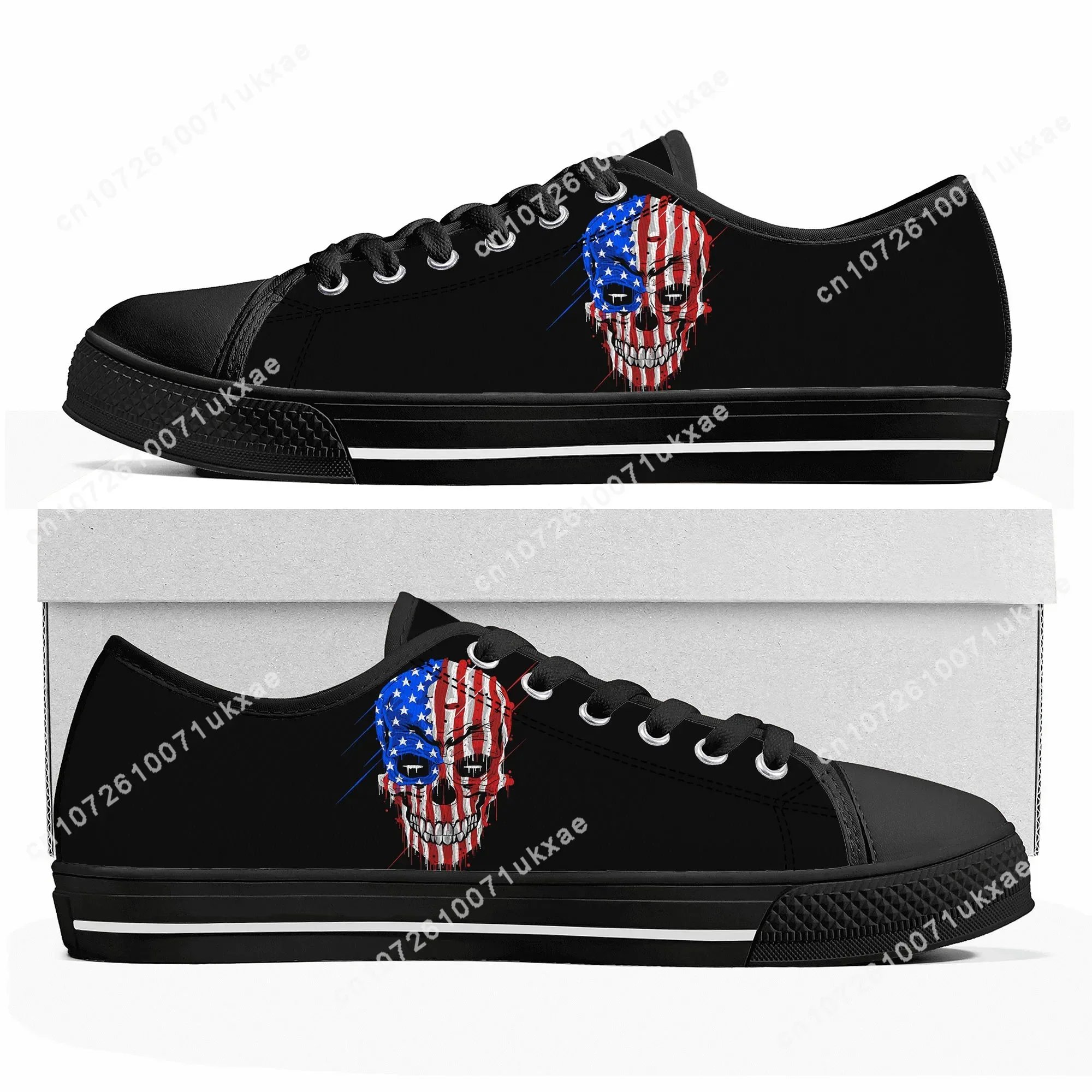 SKull PAisley Gothic Goth Punk Low Top Sneakers Mens Womens Teenager Canvas Sneaker Casual Custom Made Shoes Customize Shoe