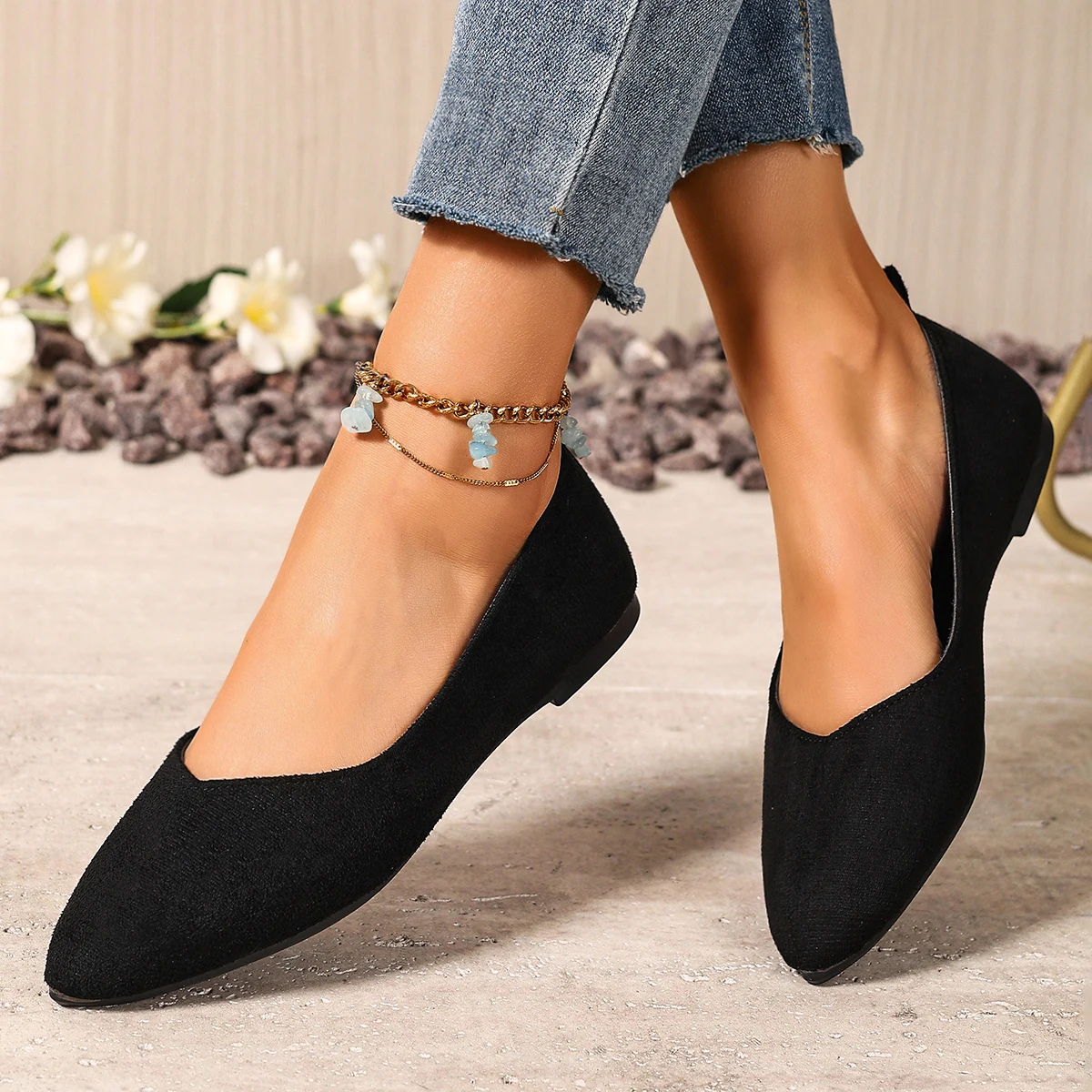Neuer Stil, spitzer Zehenbereich, flacher Mund, atmungsaktiv, Schleifendekoration, modische und elegante, lässige, flache Schuhe für Damen, Zapatos Mujer – Detail 1
