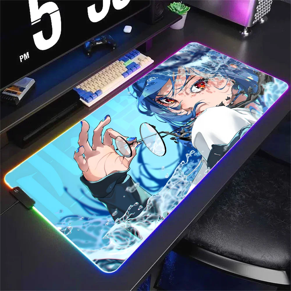 Anime V-Virtual Y-Youtuber  Mousepad XXL RGB Gaming Mouse Pads HD Black Gamer Accessories Large LED