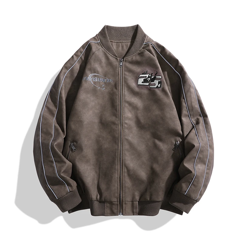 

Motorcycle Leather Jacket Fashion Casual Style Outwear Wind-Resistant Quality Men Clothing Zipper Comfortable Roupas Masculinas