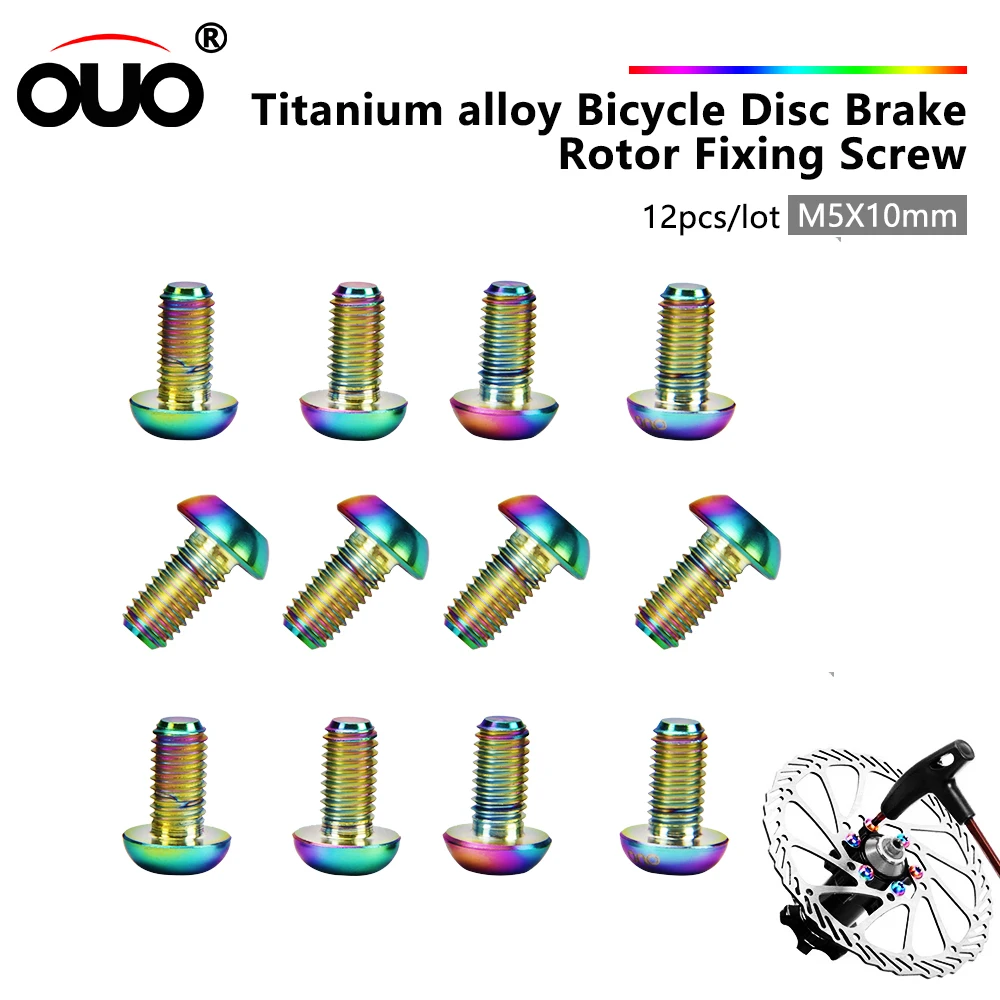 OUO Bicycle Disc Brake Screws M5x10mm Titanium Screws For Bike Brake Rotor 120 140 160 180 203 Disc Bolts Bicycl Parts