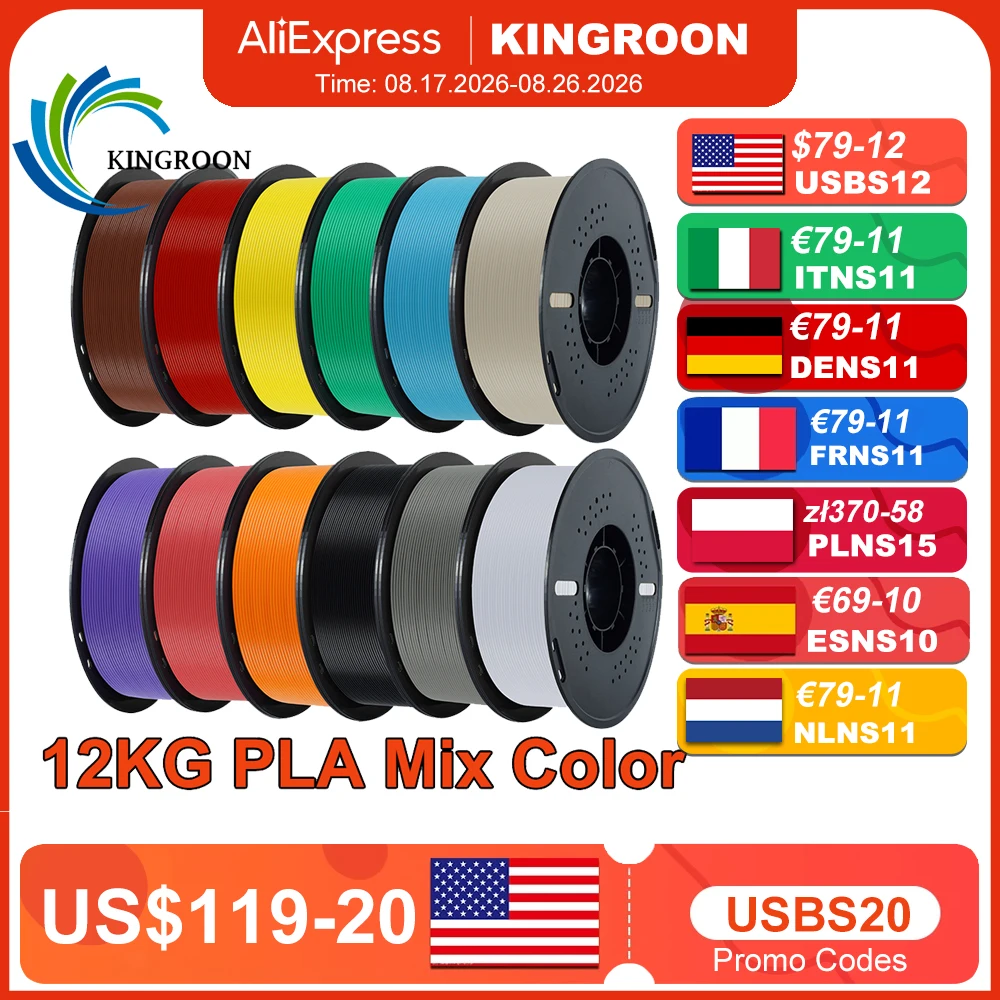 Pla Filament 1.75Mm - 10KG/22LBS Veelkleurig PLA Filament 1KG/Roll 1.75mm