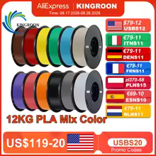 KINGROON 10KG/22LBS Multicolor PLA 3D Printer Filament