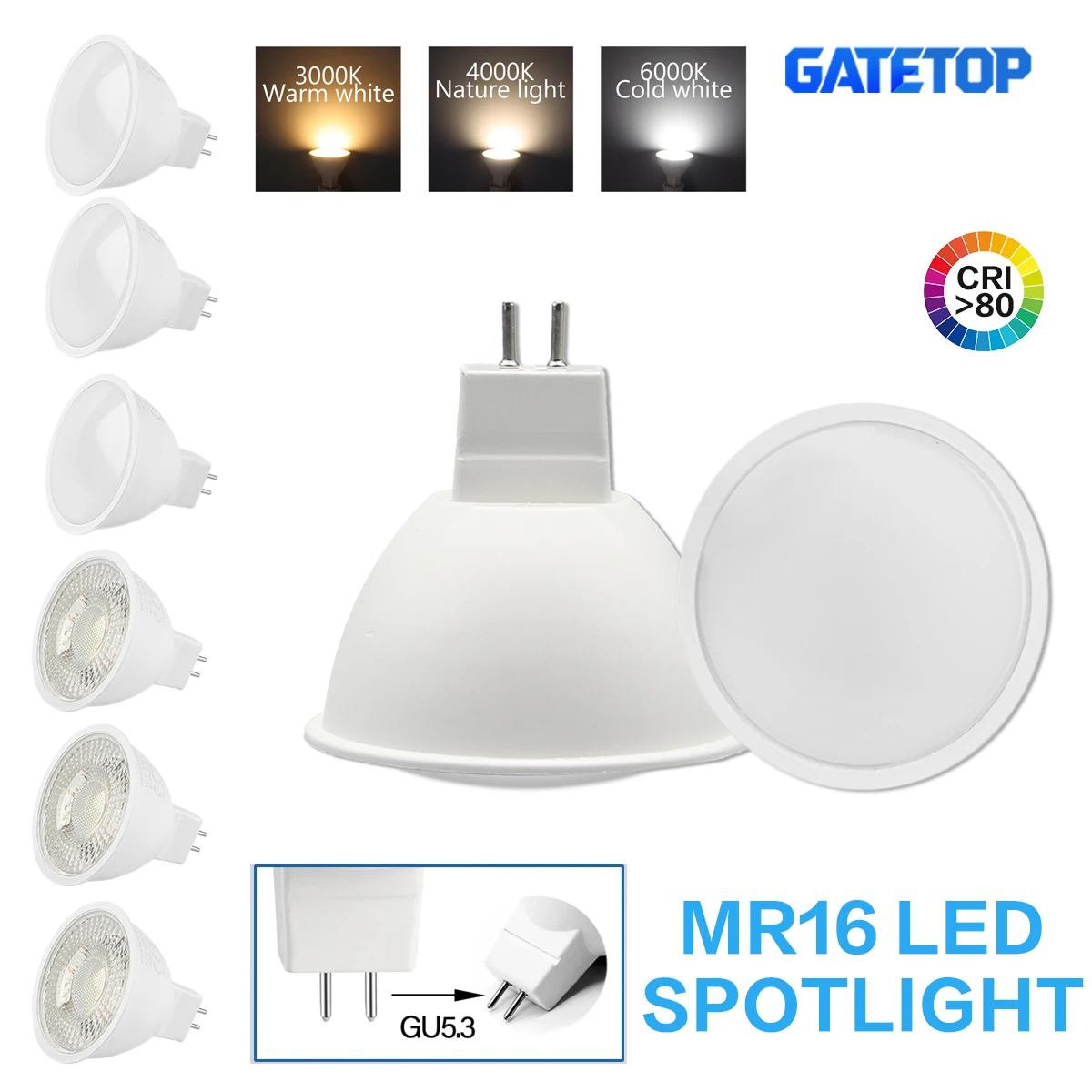 

1-20 шт. MR16 низковольтный AC DC 12 В 24 В светодиодный прожектор GU5.3 120 градусов 38 градусов 3 Вт-8 Вт замена галогенной лампы 50 Вт для гостиной