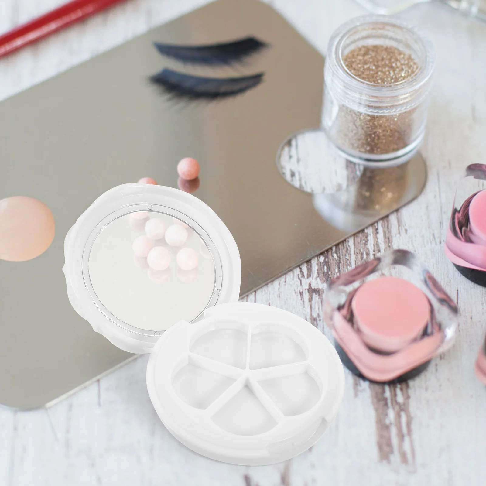2 conjuntos de estojo de sombra com 5 grades para maquiagem diy, armazenamento portátil, recipientes de viagem, caixa de blush, caixa de sombra, recipientes de viagem
