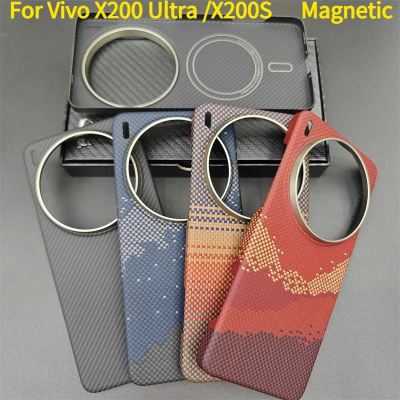 

Магнитный чехол из углеродного волокна для Vivo X200 Ultra MagSafe, противоударный защитный чехол из арамидного волокна
