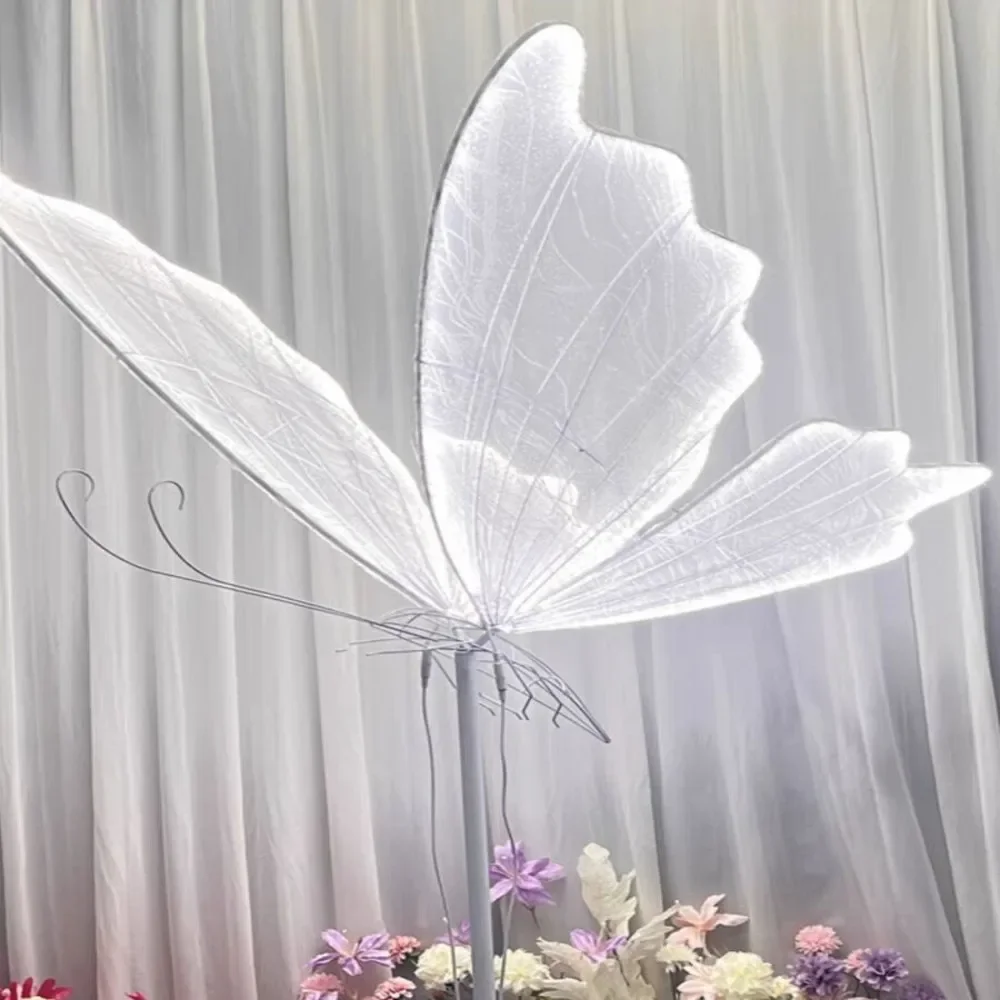 

JiK- Peony Flower Luminous Butterfly Decoration Wedding Road Guide Hotel Stage Decoration Lights Birthday Party Decoration