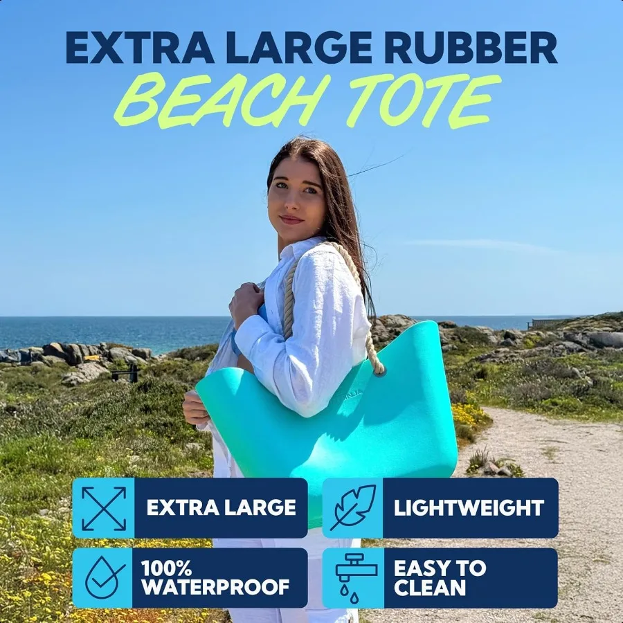Rubber Beach Bag Extra Large Waterproof EVA Tote Bag with Rope Handles for Beach
