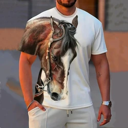 Camiseta con estampado de caballo en 3d para hombre, camisa de manga corta de secado rápido, ropa informal de verano, Tops holgados de gran tamaño