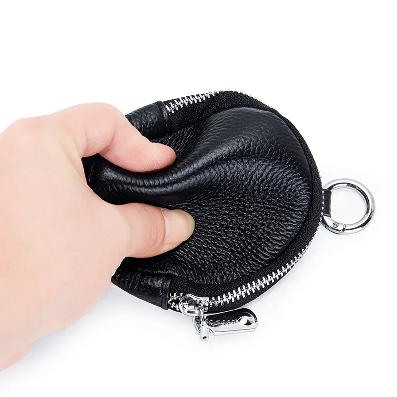 Leather Coin Purse Key Zero Wallet Round EDC Pouches Little Change