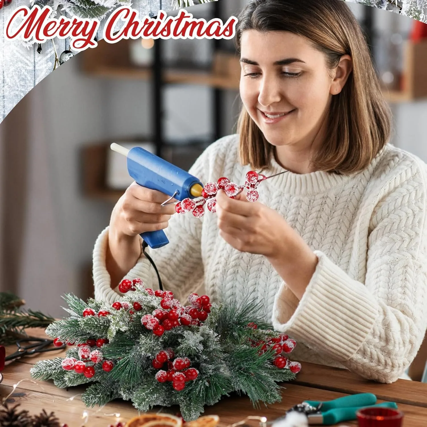 Sztuczne gałązki sosny białej, sztuczne rośliny, zielone gałązki sosny, igły sosnowe do dekoracji świątecznych DIY, girlandy, wieńców, dekoracji bożonarodzeniowych.