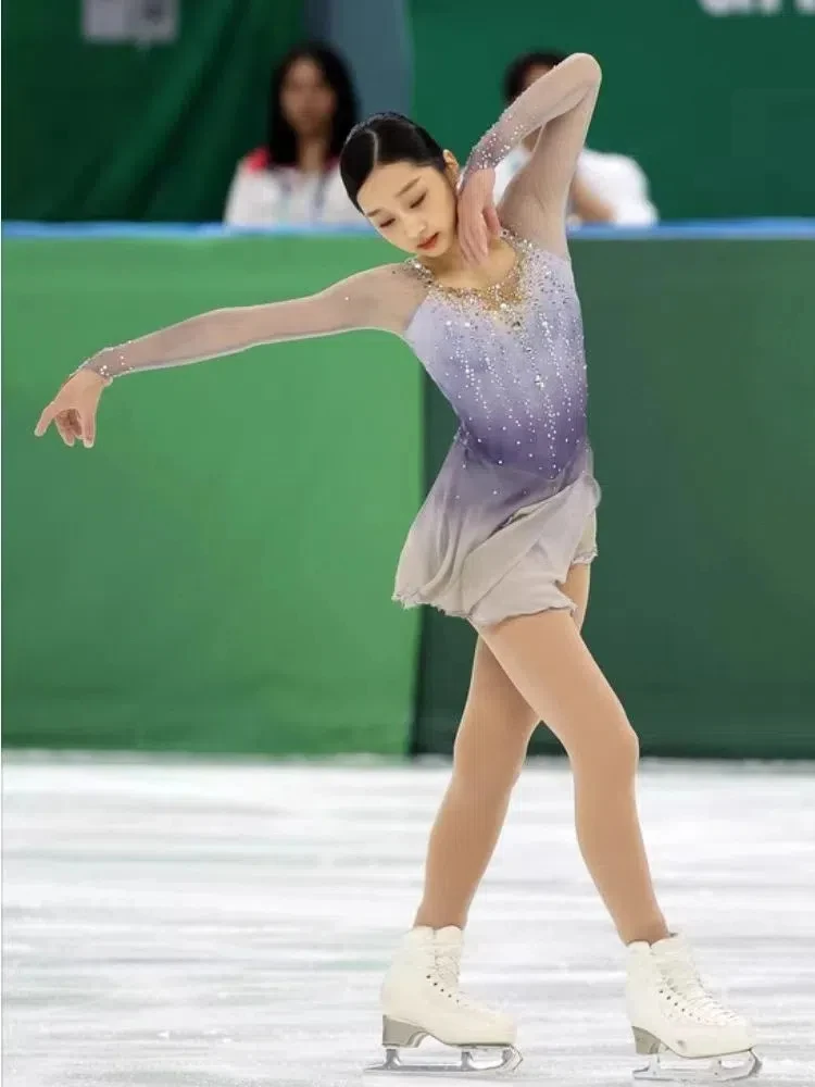 Customized Girls Figure Skating/Rhythmic Gymnastics/Spinning Costume Adult and Kids Girls Performance Dress Ice Skating Outfit