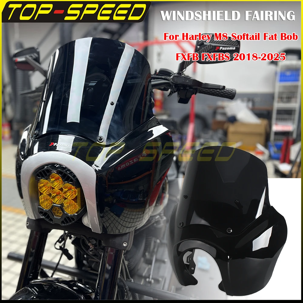 

Капот передней фары, маска на лобовое стекло, чехол для Harley Softail Fat Bob FXFB FXFBS 2018-2025, комплект обтекателя в клубном стиле мотоцикла