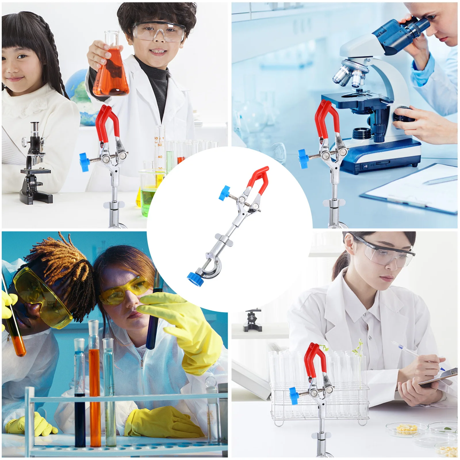 Pcs 실험실용 3프롱 클램프 조절 가능한 3조 클램프 실험 장비 홀더 화상 방지 도구 교육용
