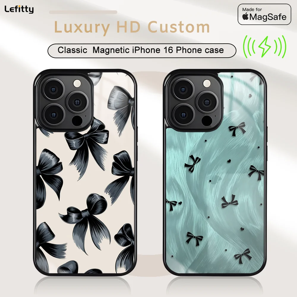 

Luxury Bow Fashion Girl Phone Case For iPhone 16 15 14 13 12 11 Pro Max Plus Mini Magnetic Magsafe Wireless Charging Cover