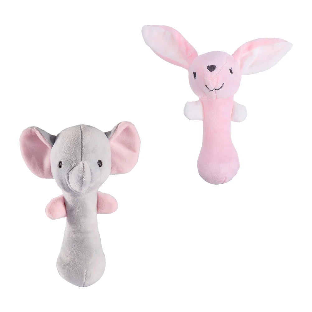 

2 Pcs Rattle The Bell Hand Grip Baby Toys Plush Stick Stuffed Animal Sound Infant Infants for