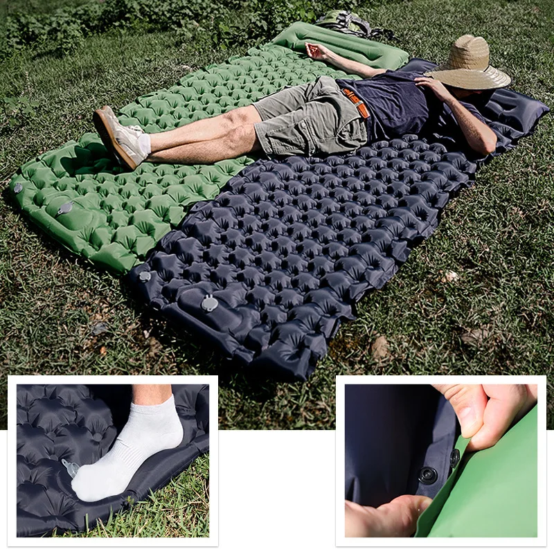 

Outdoor Camping Thickened 8CM TPU Foot Stepping Splice Inflatable Cushion Camping Outdoor Waterproof Single Travel Sleeping Mat