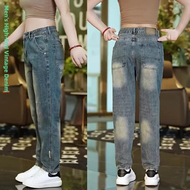 

Loose Casual Men's Denim Jeans Straight Leg Vintage Wa No Stretch American Harlan Casual Pants Breathable Faion Urban Youth