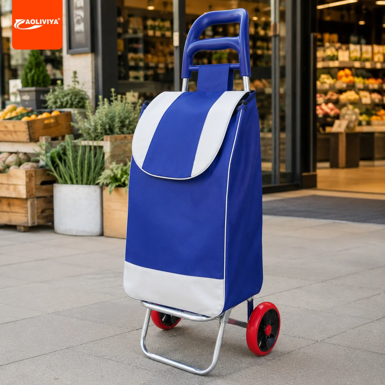 

AOLIVIYA Outdoor Portable Foldable Shopping Cart For Elderly Grocery Cargo Transport Hand Trolley With Wheels Utility Wagon