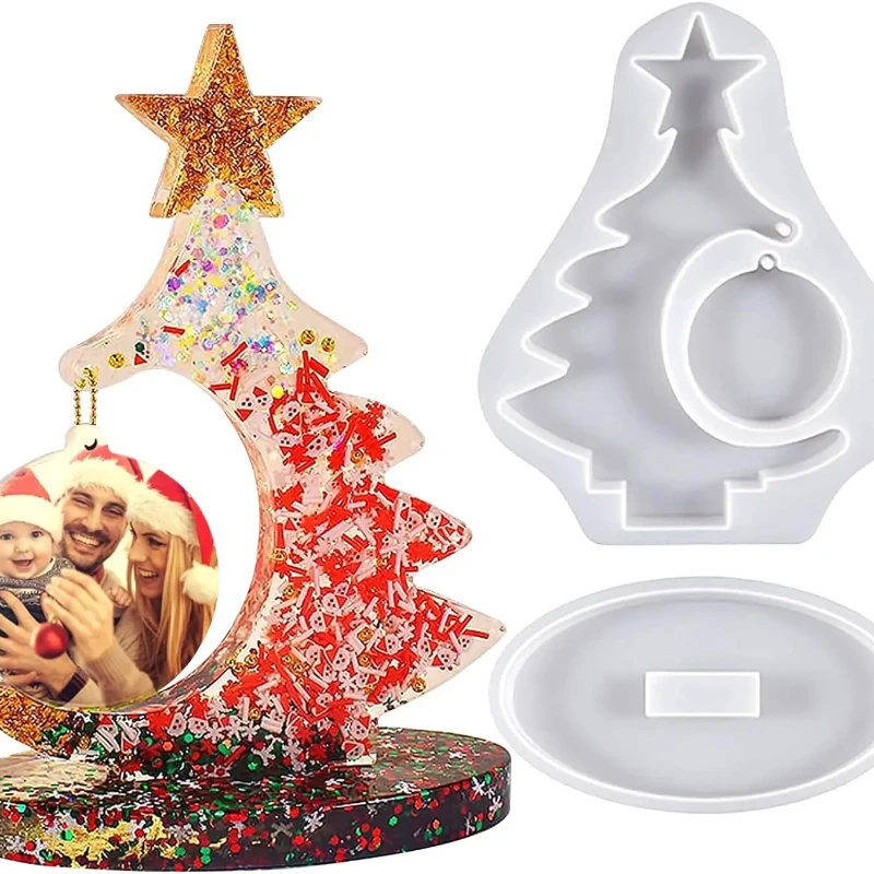 

DIY Christmas Tree Photo Frame Silicone Mould Crystal Epoxy Craft Casting Mould Handmade Home Decoration Christmas Resin Moulds