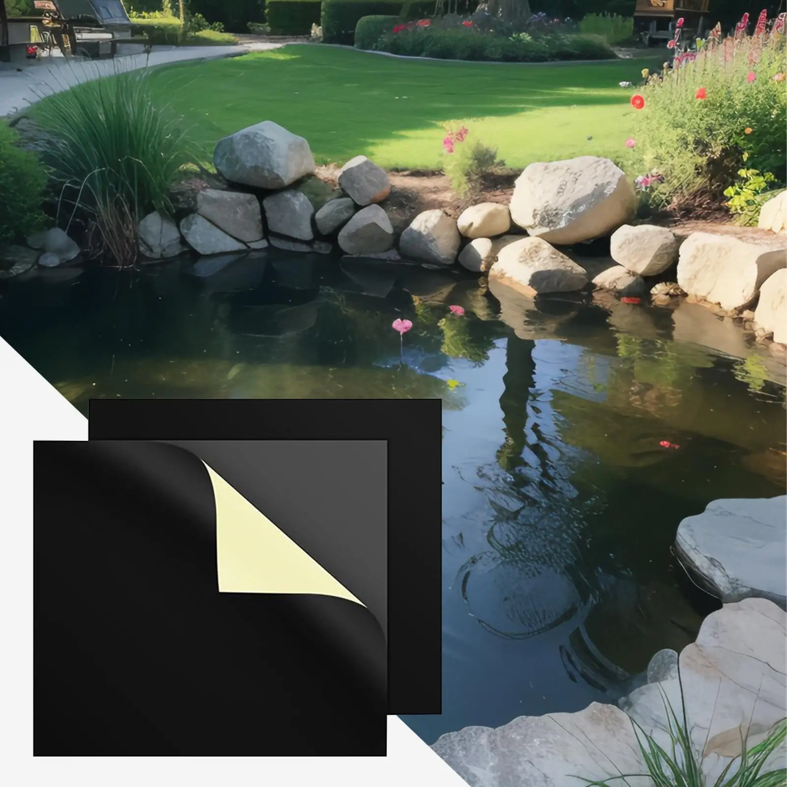 Pond Liner Patch Kit 2 Pieces Garden Pond Cover Patch Waterproof Sealing Tape 8 X 8 Inch Peel And Stick Seam Kit For Pool Tear