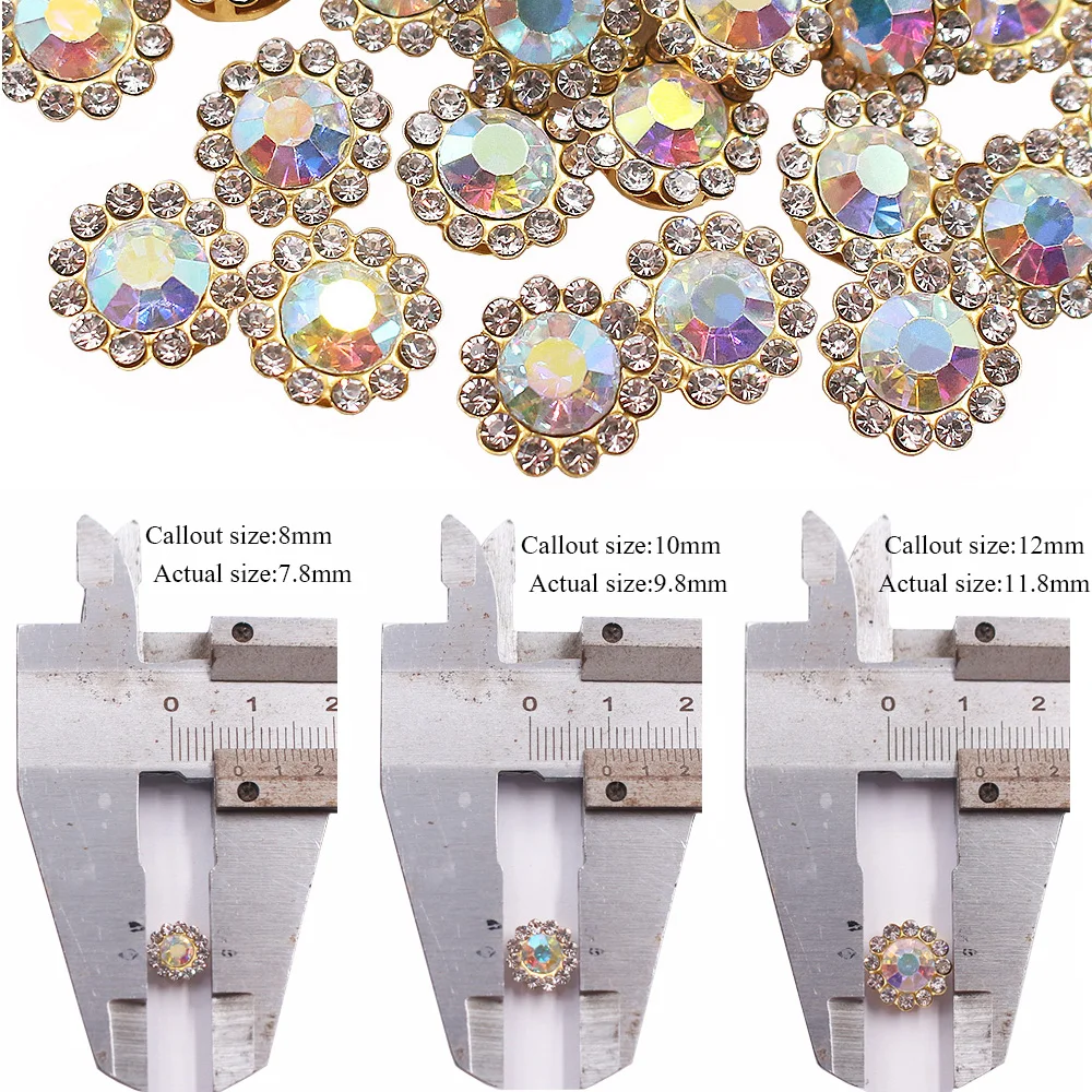 8mm-12mm Sonnenblumen Nähen Klaue Strass Kristalle Glas Perlen Knöpfe Steine Nähen Auf Strass für Kleidung Nähen zubehör – Detail 1