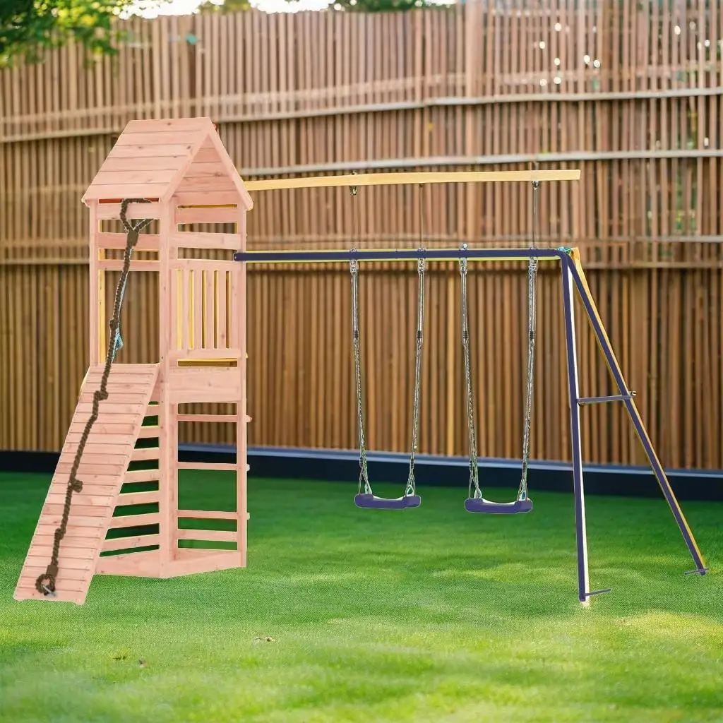 Solid Wood Douglas Outdoor Playset for Kids - Durable & Safe Backyard Play Equipment