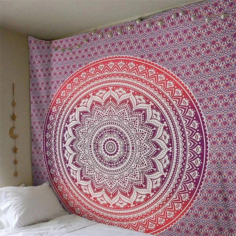 Polyester Blanket, 200x150cm, Large Mandala Indian Tapestry Wall Hanging, Bohemian Beach Mat, Thin Blanket, Yoga Shawl Mat