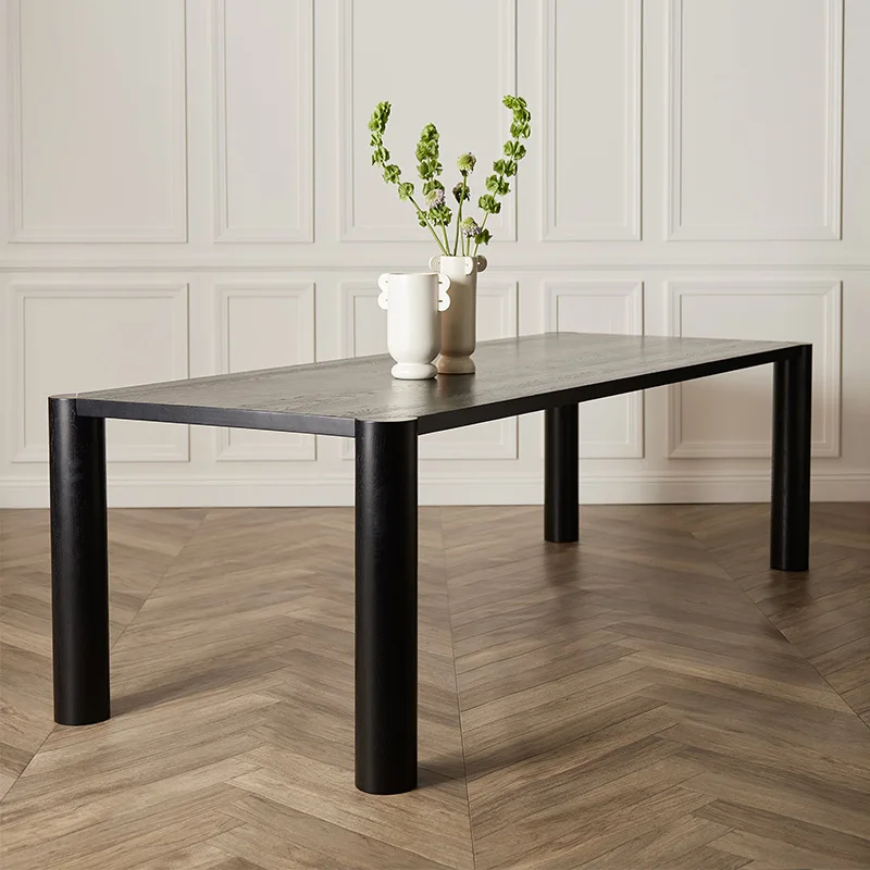 Nordic all-solid wood dining table, minimalist rectangular conference table
