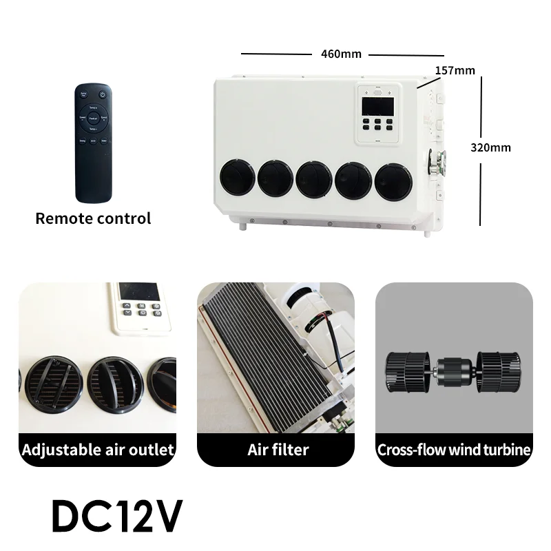 12V/24V Split Air Conditioning System for Cars Trucks Campers RVs 7500BTU Electric Scroll Compressor Retrofit/Upgrade Parking