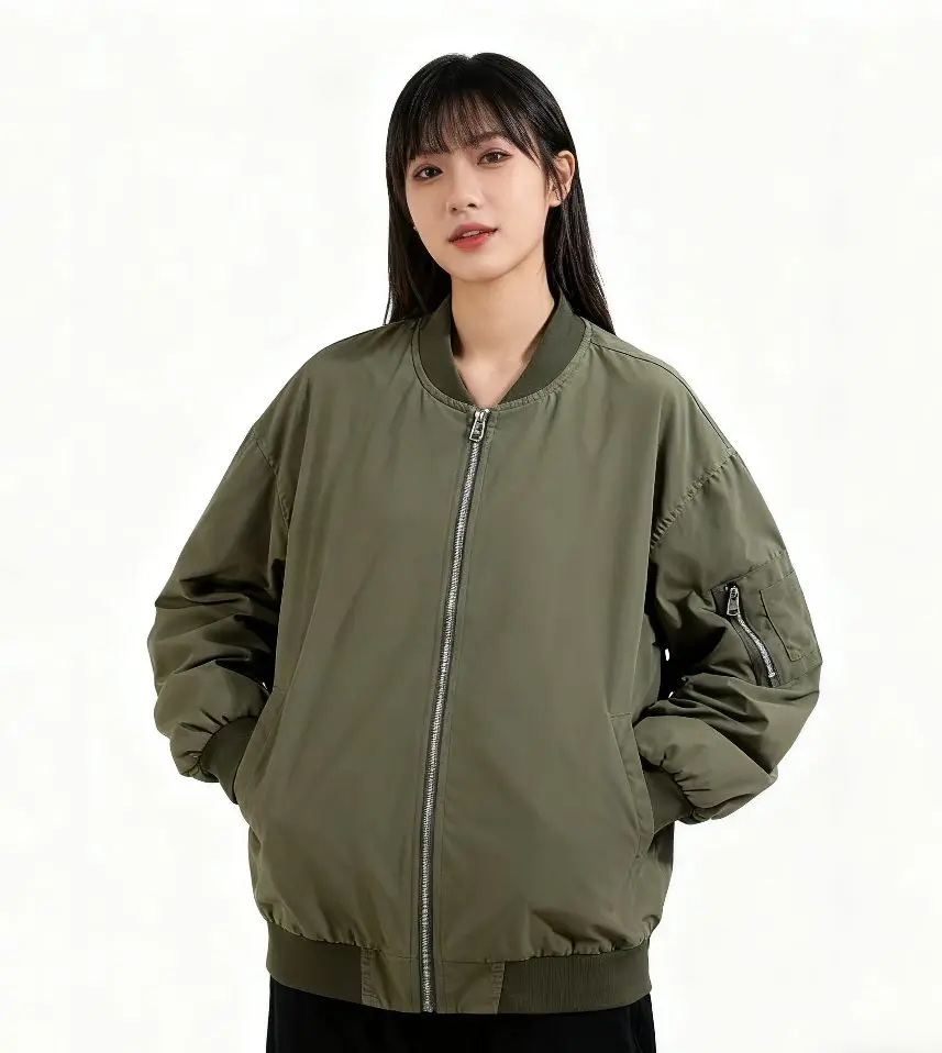 

Bomber Jackets Womens Jacket Inside Pockets Autumn Corduroy Adjustable Baseball-Uniform Contrast Aesthetics British Style Simple