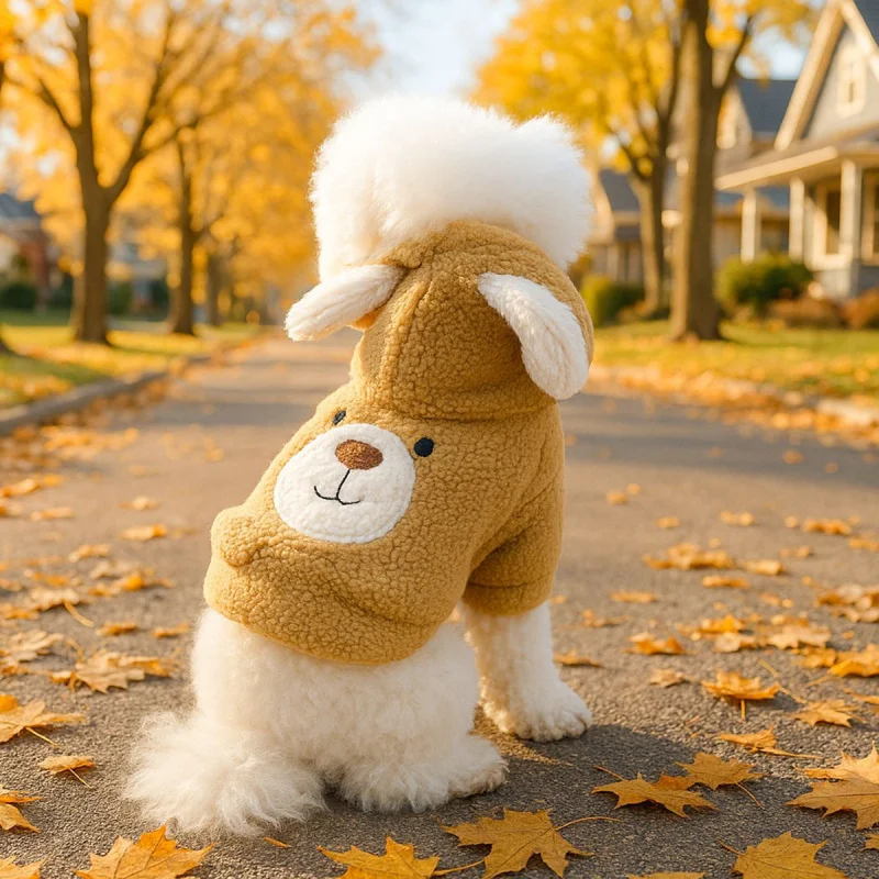 

Pet Dog Cat Hoodie Round Bear Design Autumn Winter Warm, Cute Small Puppy Comfortable Cozy Casual Sweatshirt Outfit