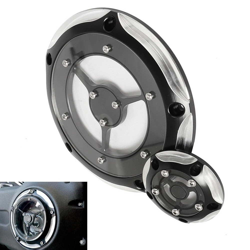 

2pcs Motorcycle Derby Timer Clutch Timing Covers 5 Holes for Harley Dyna Road King Electra Glide Fat Boy Street Glide