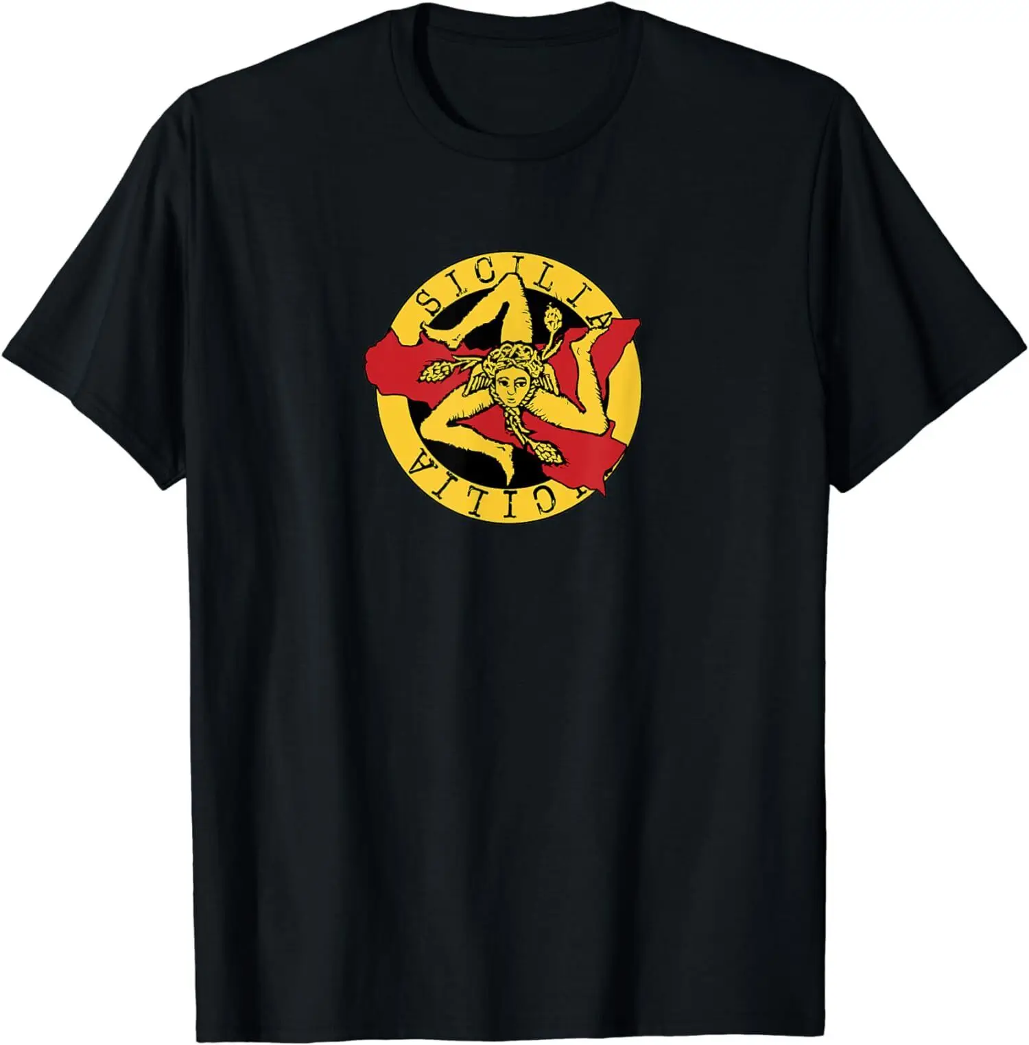 NEW Sicilian Yellow Red Flag Trinacria And The Sicily Island T-Shirt