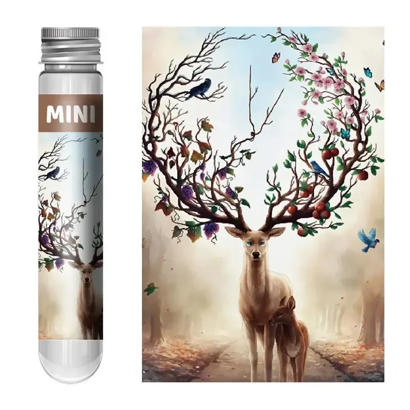 

150PCS Mini Test Tube Jigsaw Puzzle Animal Series Deer Fidget Toys Famous Painting Puzzle for Aldult Family Game Educational Toy