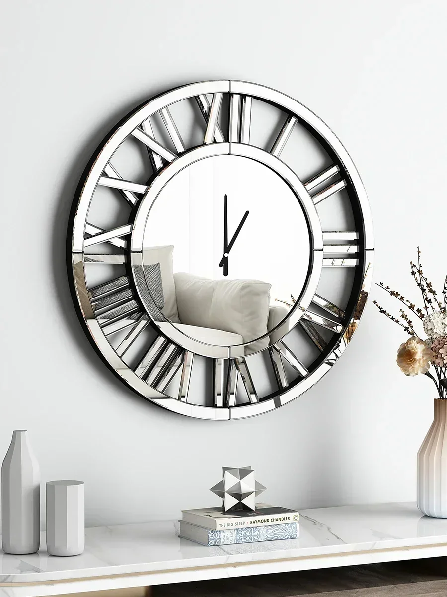 Nordic Luxury Wall Clock Modern Design Big Size Silent Large Mirror Silver Clocks Wall Home Decor Living Room Home Decoration