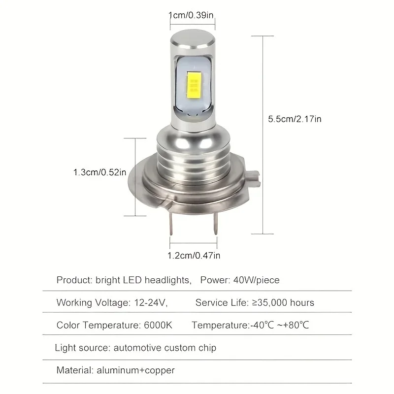 طقم مصابيح أمامية LED 80 وات H7، Hi/Lo Beam 6000K IP68 مقاوم للماء - مصباح أمامي الكل في واحد ومصباح ضباب لشاحنة السيارة SUV #6