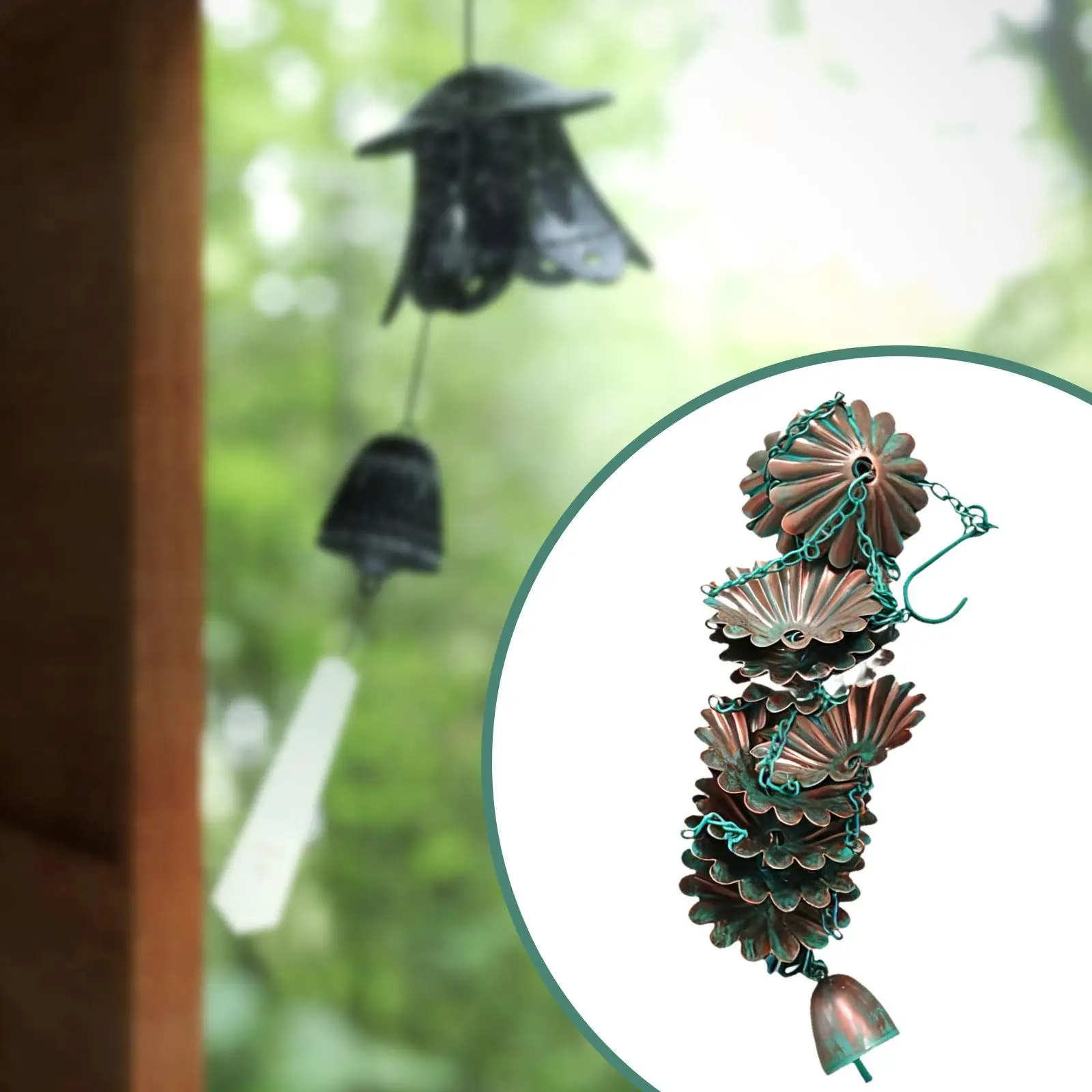 

Уличная железная дождевая цепь 4,9 фута, винтажный садовый колокольчик для сбора дождевой воды, подвесной, для навесов на крыше