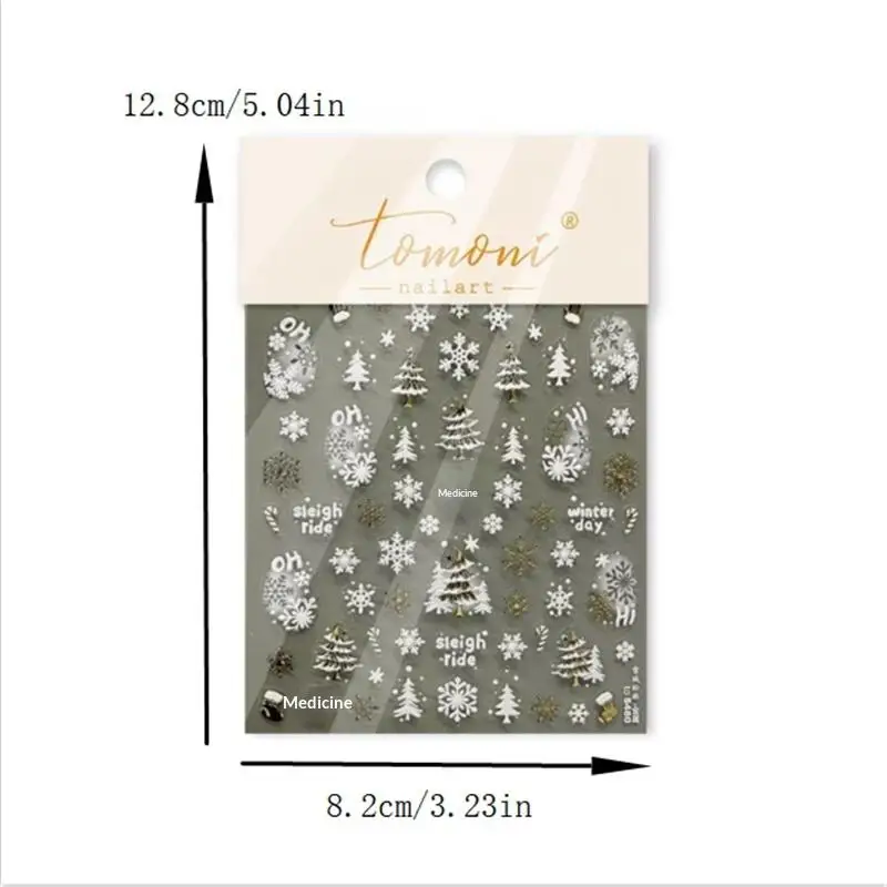 Carino dolce fiocco di neve castello albero di Natale adesivo per unghie donne eleganti di lusso colla posteriore autoadesiva decalcomanie per adesivi per nail art fai da te