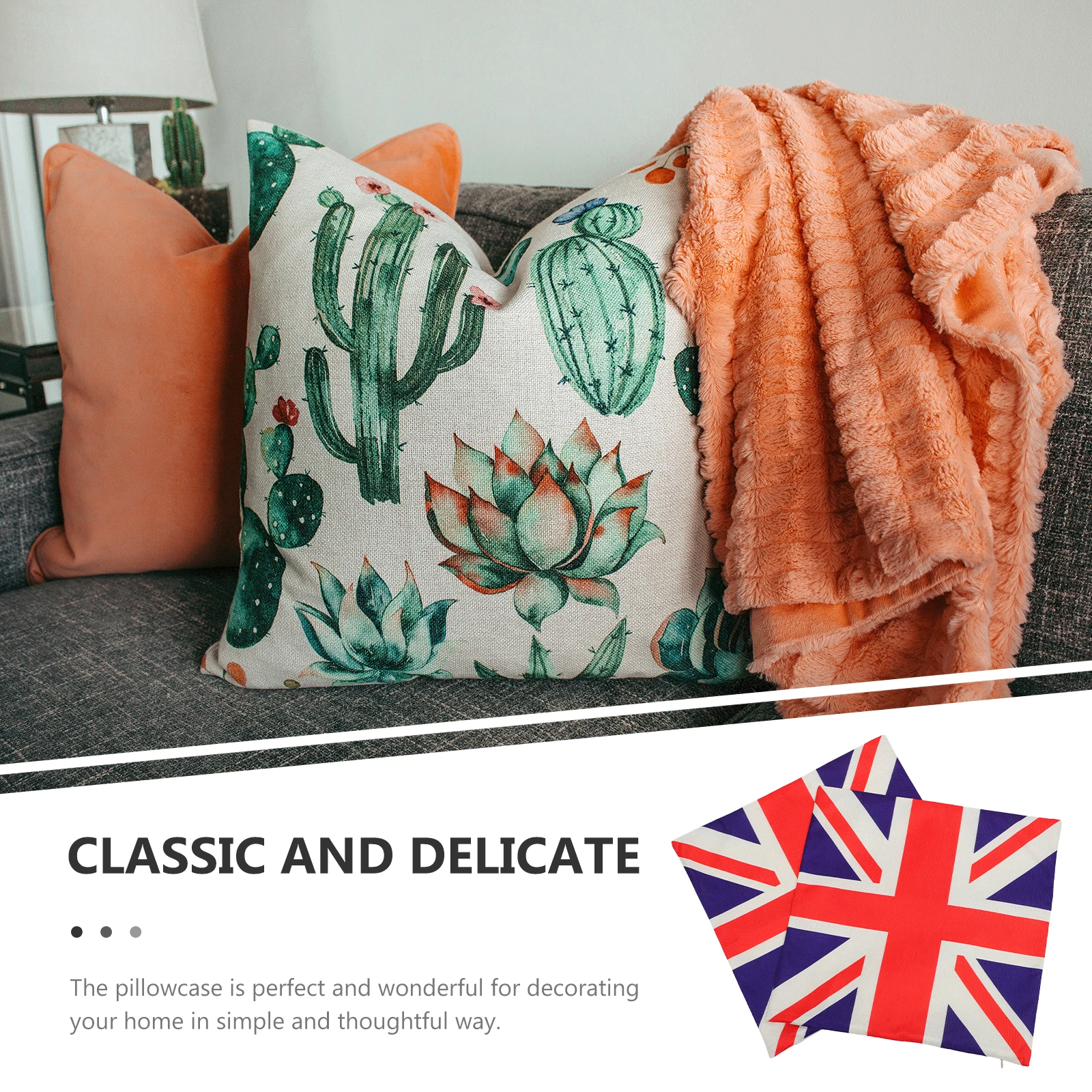 

2pcs Pillow Covers Cushion Case European Style Fabric Sofa Throw Flag Pattern Home Decor Bedroom Living Room Couch Bed