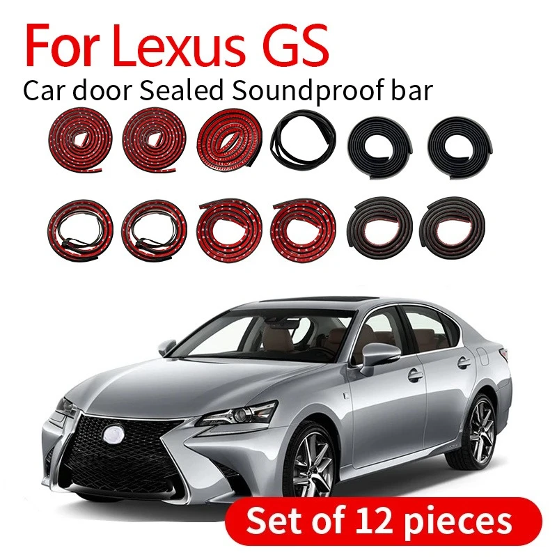 

For Lexus GS GRL/URL Car Door Seal Strip Rubber Double Layer Sealing Protector Soundproof Strip Dustproof Seal Strip 12PCS Set