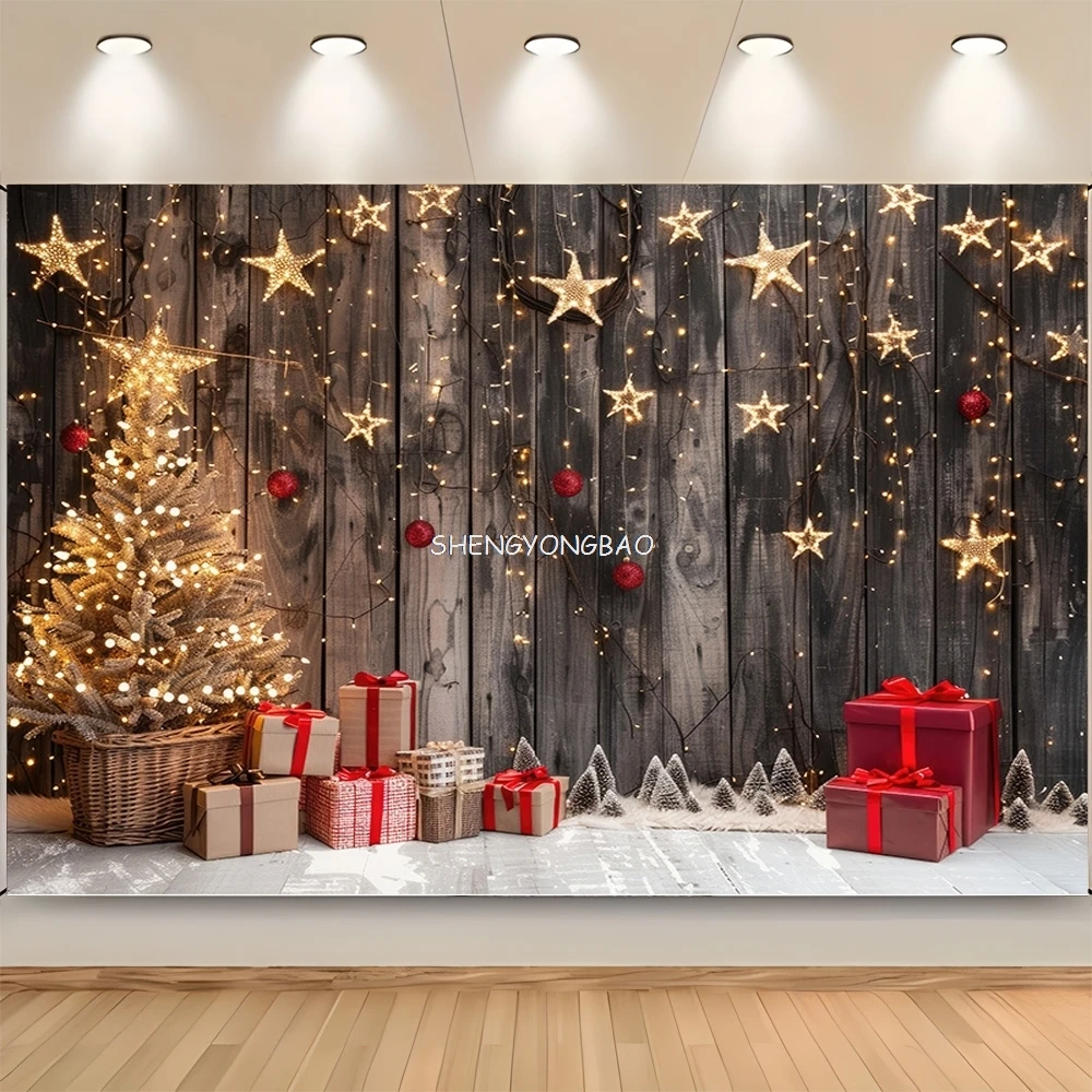 SHENGYONGBAO Christmas Day Decoration Living Room Photography Backdrops New Year Holiday Fireplace Indoor Party Background JS-06