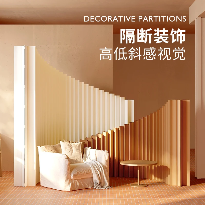 Folding scholar screen partition paper wall fence office café exhibition store bevel cut paper wall privacy wall curtain