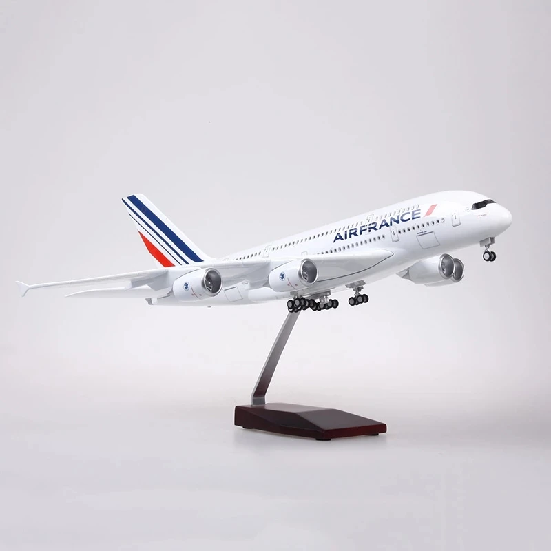 1:160 Scale Large Model Airplane Airbus A380 Air France Plane Models Diecast Airplanes with LED Light for Collection or Gift