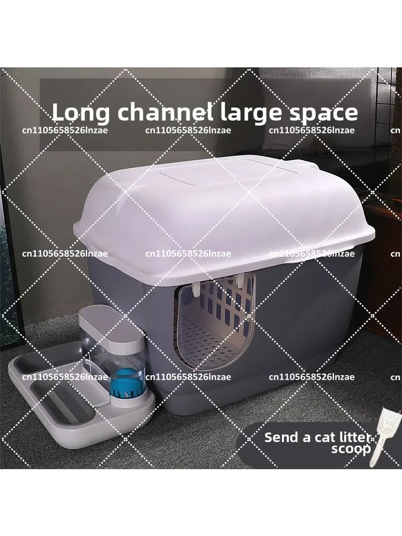 Large Enclosed Cat Litter Box with Corridor, Odor-Free Toilet for Indoor Cats