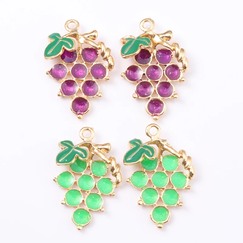 10 PCS Lovely Two Colors Grape Enamel Charms Cartoon Fruits For Making Necklace Handmade DIY Jewelry Findings