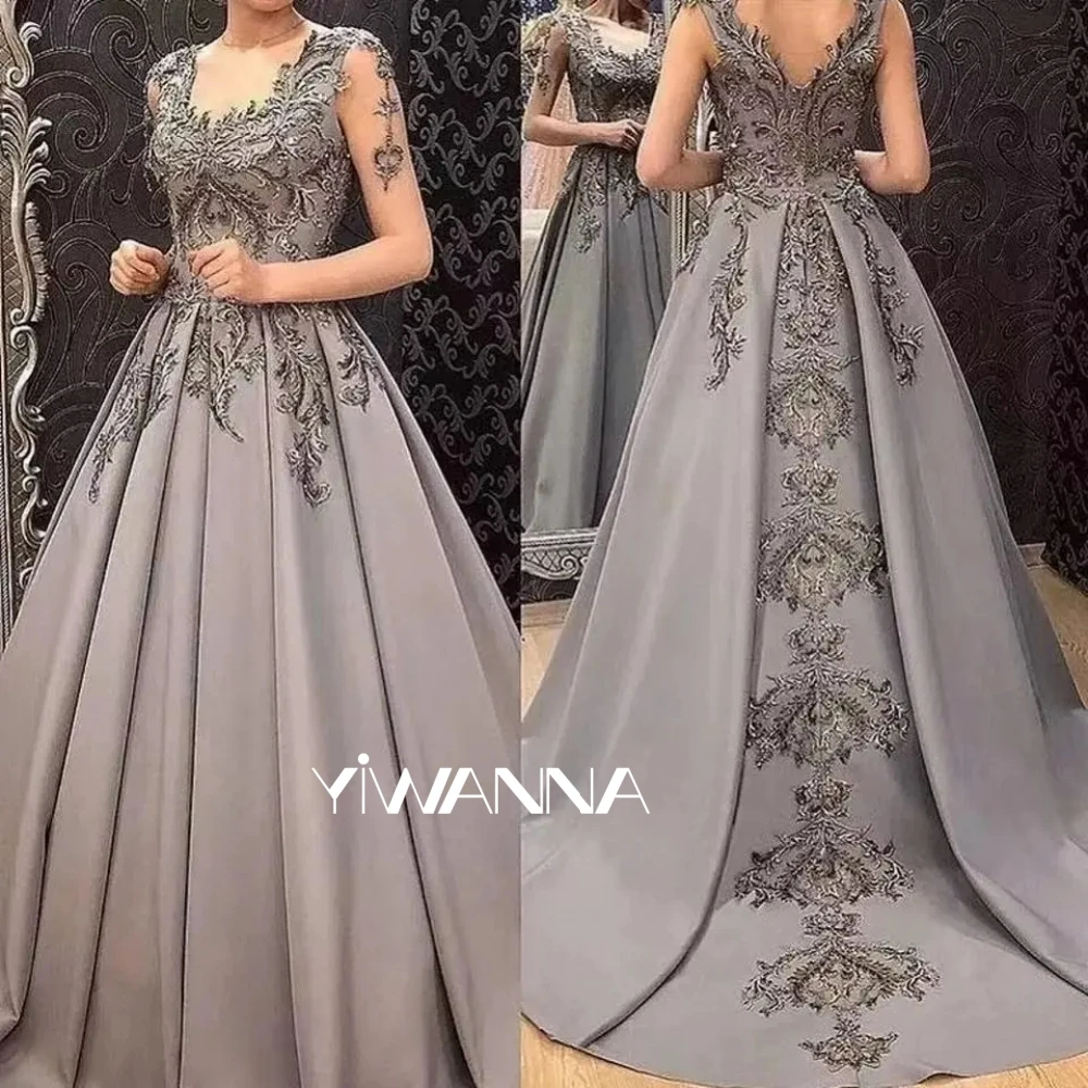 

New Illusion Long Sleeve Mother Of The Bride Dresses Customized Lace Appliques Satin Prom Gown Groom Mother Dresses For Wedding